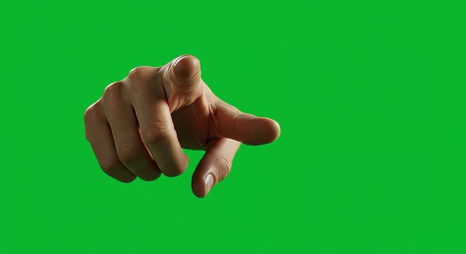 Closeup Hand Gesture Pointing Green Screen Background