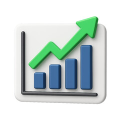 Simple Icon of Rising Stock Market Trend with Bar Graph and Arrow