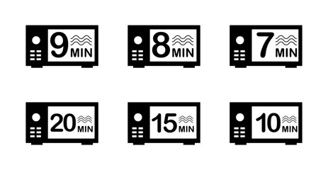 Minutes microwave icon set vector