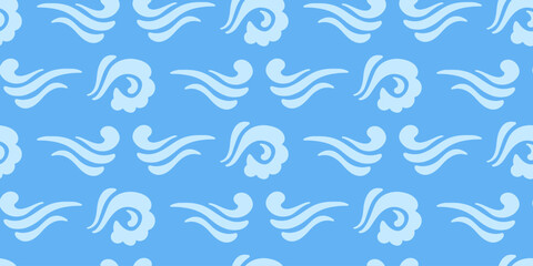 Blue Ocean Waves Seamless Pattern Sea Ornament