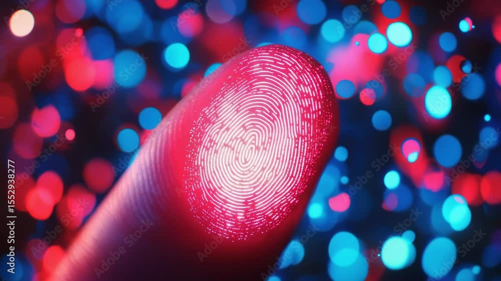 Poster a close-up of a human finger with visible fingerprint details