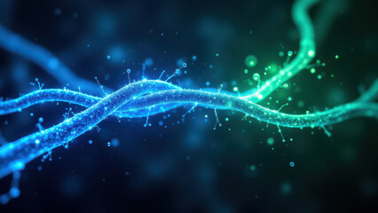 Medical illustration of VNS (Vagus Nerve Stimulation) with blue and green hues.
