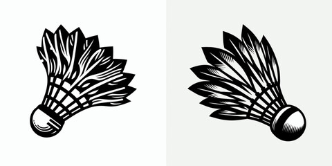 Obraz premium Badminton birdie. Sports Game Athlete Fitness Exercise Equipment Clipart Line Art Vector Illustration. Shuttlecock for badminton a feather ball used racket sport practice.