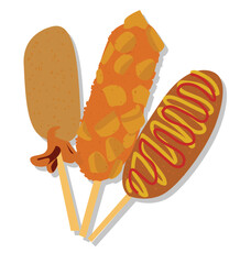 corn dog. Street Food Corndog Bubble crumb or Corndog Bread Crumb