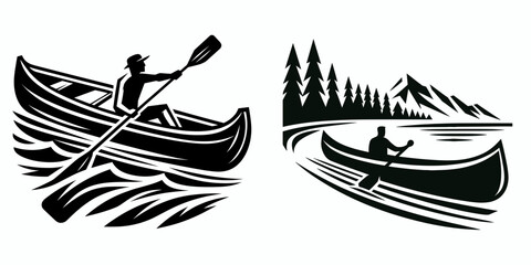 Canoe. Sports Game Athlete Fitness Exercise Equipment Clipart Line Art Vector Illustration. .