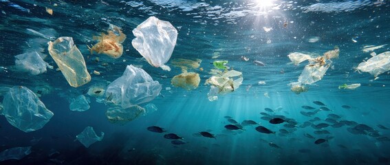 Plastic pollution underwater