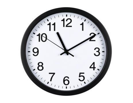 Wall clock, isolated transparent background.