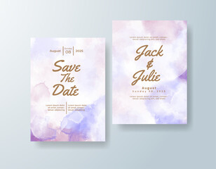 Wedding invitation with abstract splash watercolor