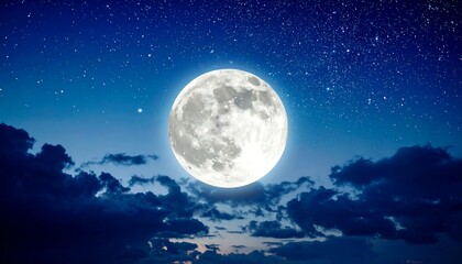 Obraz premium Full Moon Night Sky Cloudscape.