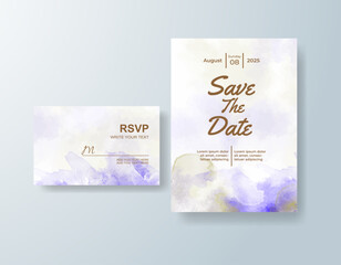 Wedding invitation with abstract splash watercolor