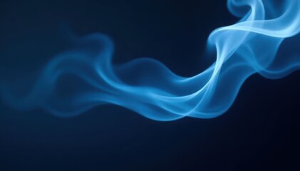 Fototapeta premium Intricate tendrils of pale blue smoke swirl on black , space, illustration