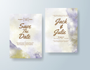 Wedding invitation with abstract splash watercolor