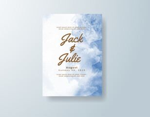 Wedding invitation with abstract splash watercolor