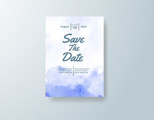 Wedding invitation with abstract splash watercolor