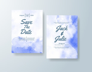 Wedding invitation with abstract splash watercolor
