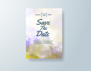 Wedding invitation with abstract splash watercolor