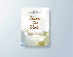 Wedding invitation with abstract splash watercolor