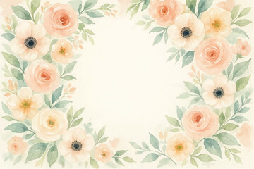 Vintage floral background with romantic pink roses, elegant frame, and decorative hearts for a wedding or Valentine's Day card design