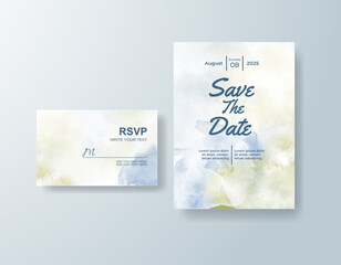 Wedding invitation with abstract splash watercolor