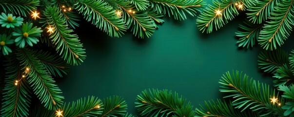 Fototapeta premium Deep green pine boughs, lush texture, holiday backdrop , holiday, natural, backdrop