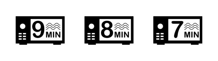 Minutes microwave icon set vector