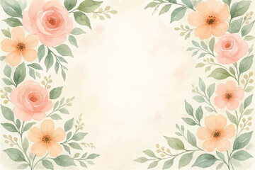 Vintage floral background with romantic pink roses, elegant frame, and decorative hearts for a wedding or Valentine's Day card design