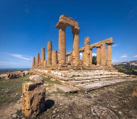 Exploring Temple of Juno Ruins in Agrigento's Valley of Temples, Sicily, Italy