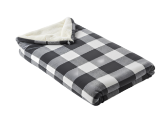 Cozy Sherpa Blanket Gray and White Buffalo Check Design isolated on transparent background