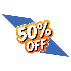 Fifty Percent Off Sale Graphic With Orange And Blue Elements