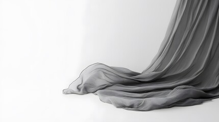 Naklejka premium Elegant Draped Gray Fabric, Sheer Textile Background