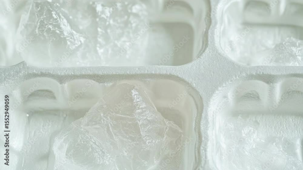 Poster a compact view of a tray filled with ice cubes, ideal for use in illustrations or as a background el