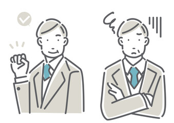 困っている40代、50代のビジネスパーソン　シンプルでお洒落な線画イラスト