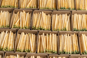 matchboxes with matches , matchboxes with new matches made of natural wood