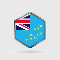 Tuvalu Flag Icon in Hexagon Shape.