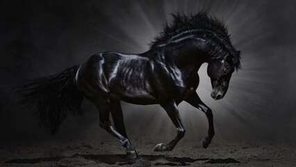 Obraz premium black horse running