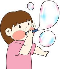 Children playing with soap bubbles