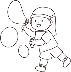 Children playing with soap bubbles