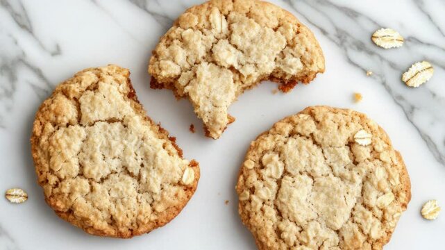 A freshly baked cookie with a bite taken out, perfect for snacking or as a prop in food-related scenes