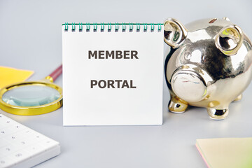 The conceptual phrase MEMBER PORTA. Business concept. A place to copy