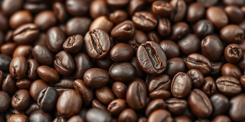 Obraz premium Close-up of roasted coffee beans with African map subtly incorporated, rich, burundi