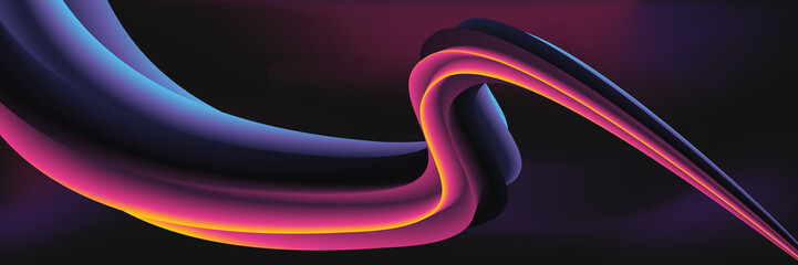 Blue, pink, and yellow bands flow and interlace with smooth, dreamy tension and contrast. Concept...