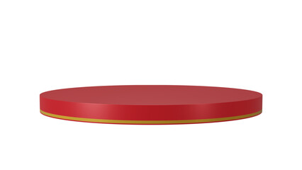 Transparent Background: Vibrant red circular podium with a subtle golden base, ideal for bold product displays or energetic visual presentations.

