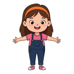 Adorable Cartoon Girl Vector Illustration