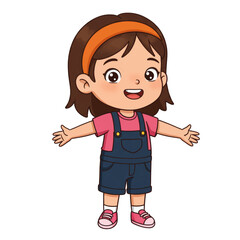 Adorable Cartoon Girl Vector Illustration