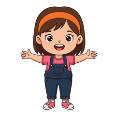 Adorable Cartoon Girl Vector Illustration