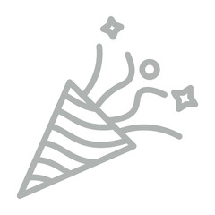 Party Popper Vector Line Grey Icon Design