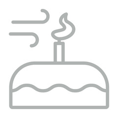 Candle Blowing Vector Line Grey Icon Design