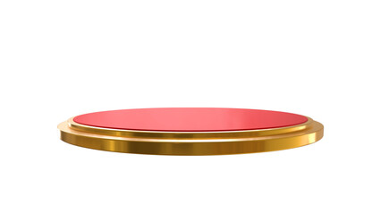 Luxurious Golden Product Display Podium with Red Top and Transparent Background, Ideal for Premium Showcases

