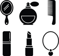 Collection of beauty and personal care items silhouette