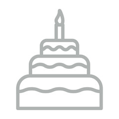 Birthday Cake Vector Line Grey Icon Design